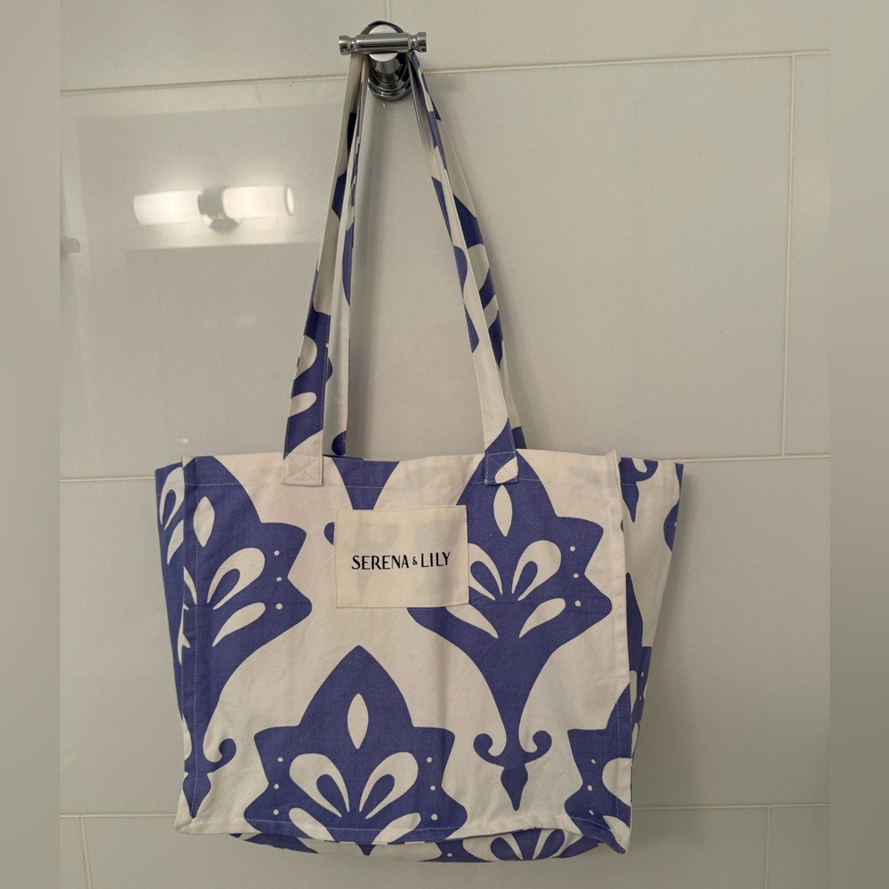 Serena & Lily Fleur-de-lis cloth tote bag